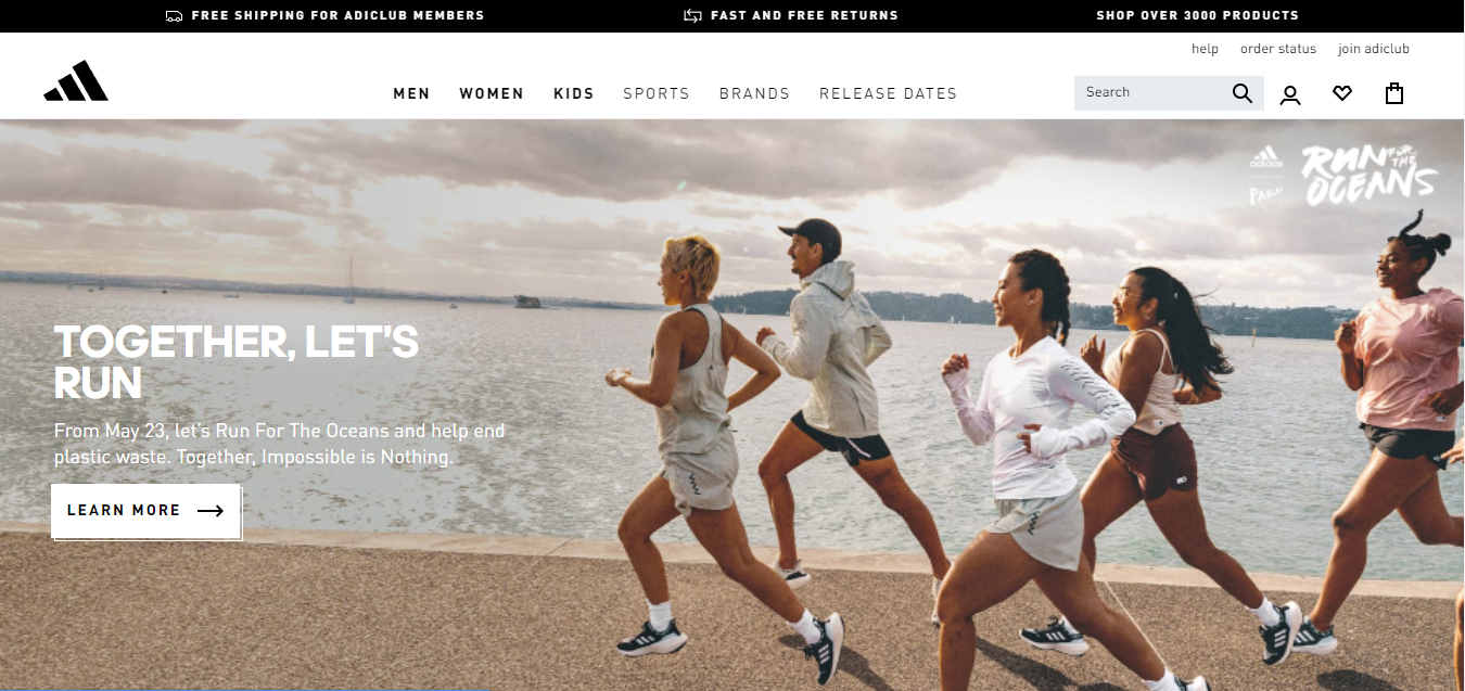 Adidas website banner