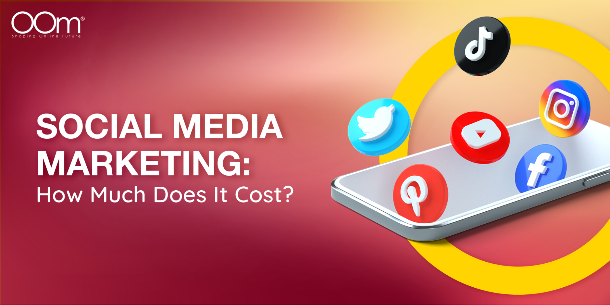 An image titled Social Media Marketing How Much Does It Cost? featuring icons of popular social media platforms