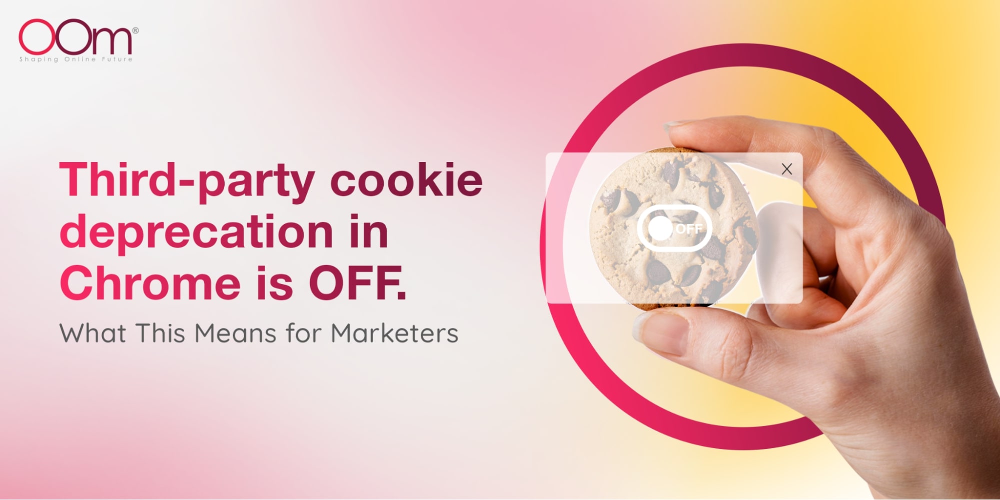 Banner of 'Third-party cookie depreciation in Chrome is OFF'.