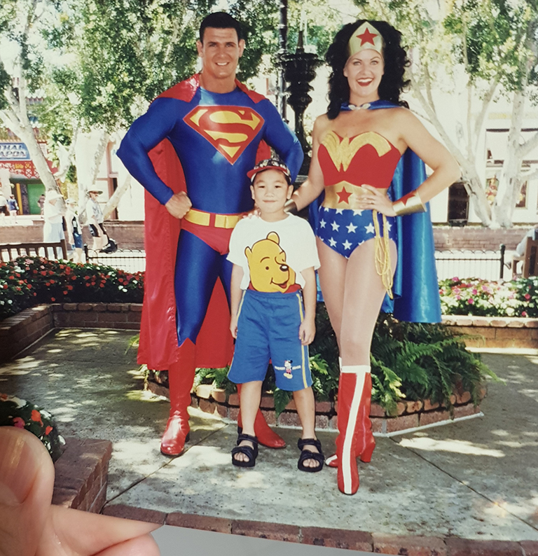 Melvin Fam with Superman and Wonder Woman