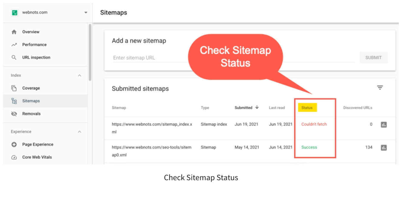 Check Sitemap Status