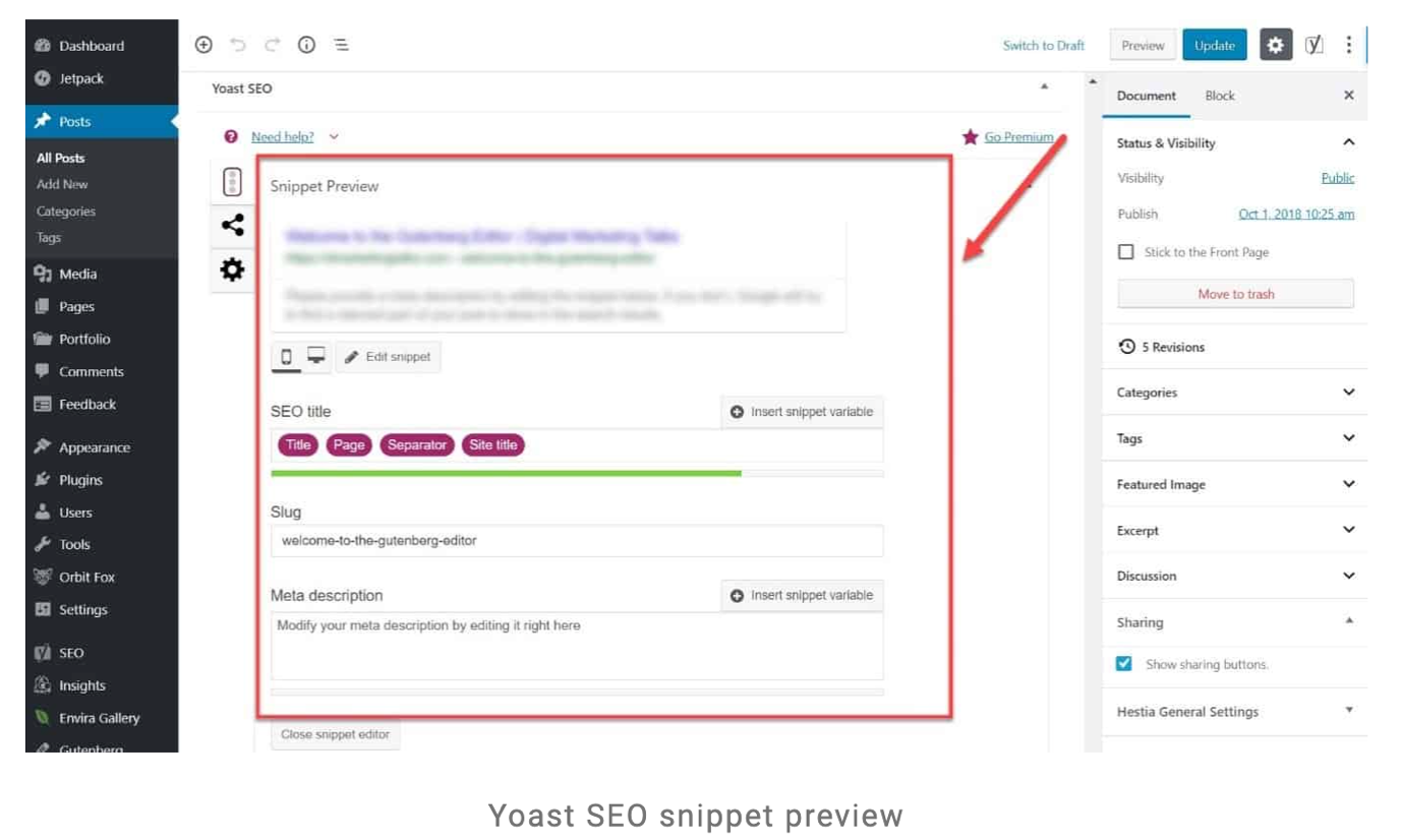 Yoast SEO Snippet Preview